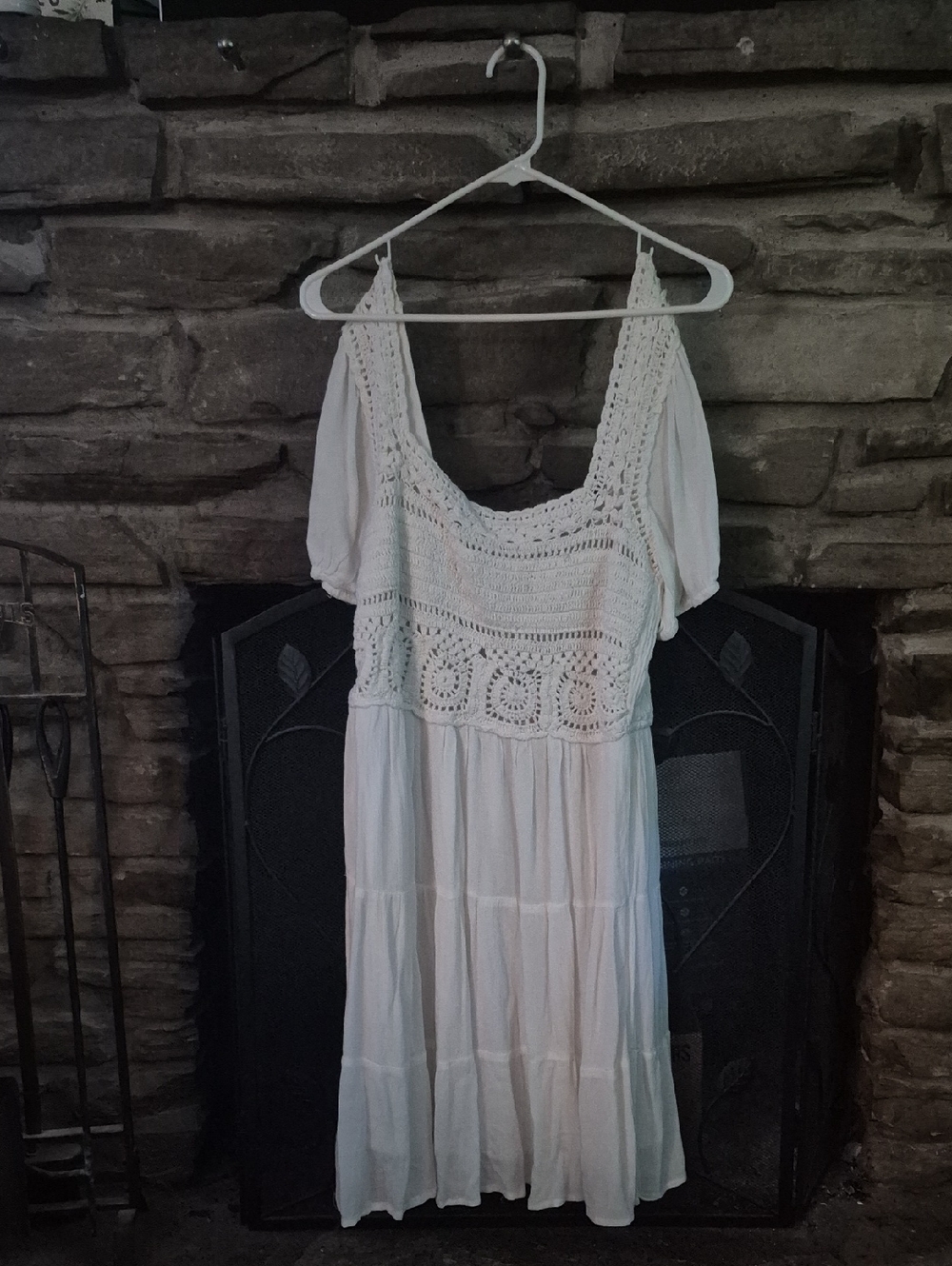 Jessica Simpson White Crochet Midi Dress